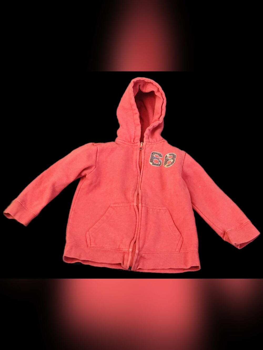 #KCB39 Kids Red Hooded Zip-Up Sweatshirt with '68' Patch